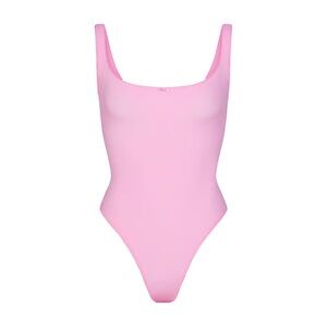 SKIMS FITS EVERYBODY SQUARE NECK BODYSUIT BUBBLEGUM SMALL